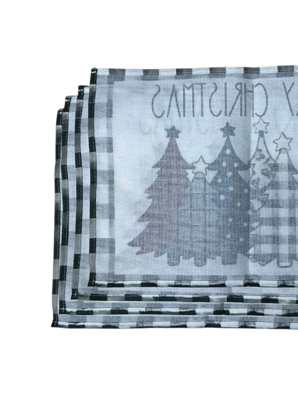 Christmas Placemats Trees Buffalo Plaid Placemats Black White 12 x 18 4 PC Set